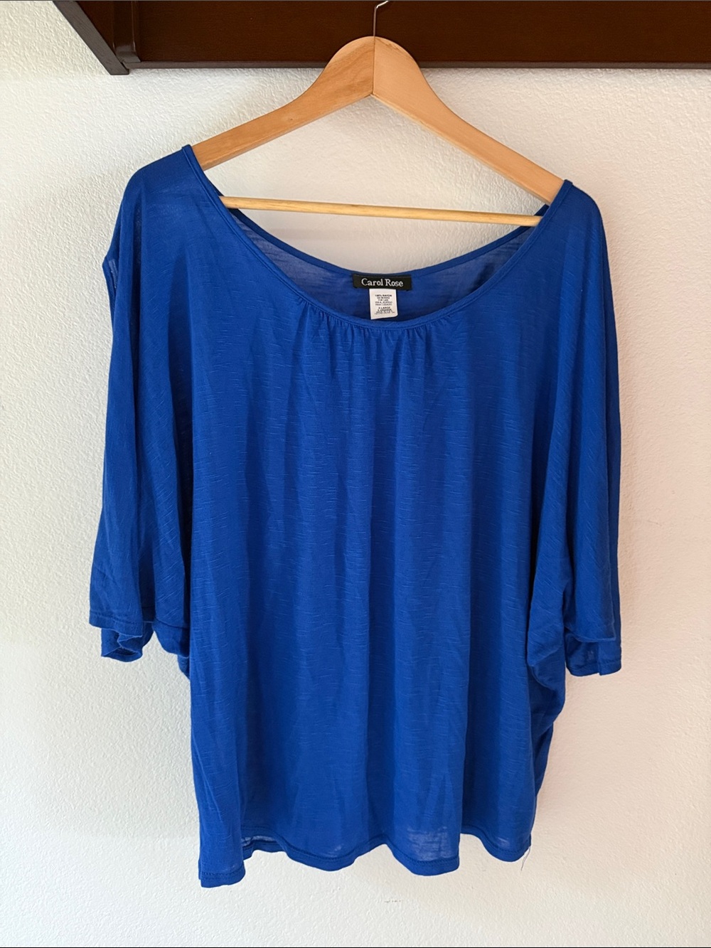 Carol Rose Women's Royal Blue Scoop Neck Dolman Sleeve Lightweight Top